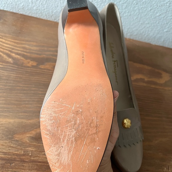 Salvatore Ferragamo Taupe Leather Loafers - Picture 3 of 5